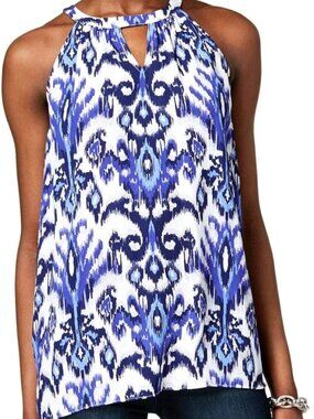 INC International Concepts Womens Printed Keyhole Top